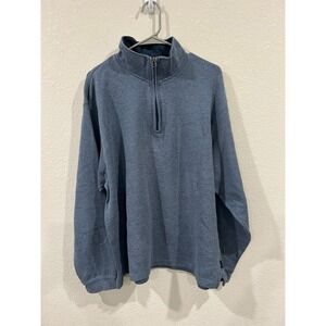 IZOD Men's Blue Heather Quarter Zip Pullover 100% Cotton Sweatshirt Size XXL